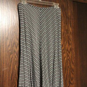 Black, Teal, and White Striped Skirt from Ann Taylor Loft, Size M